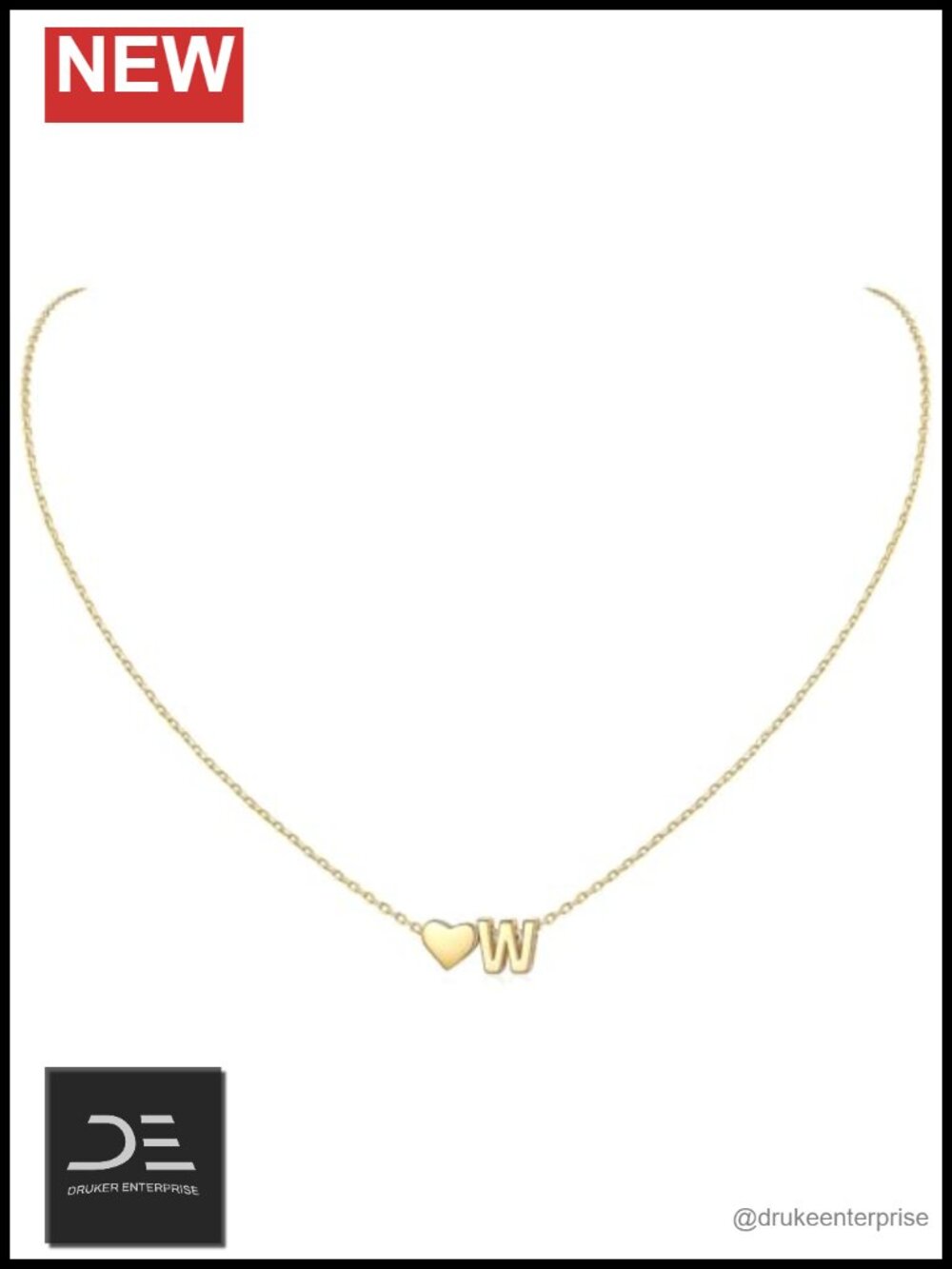 925 Sterling Silver 14k Gold Plated Personalized Heart Initial Necklace Pendant